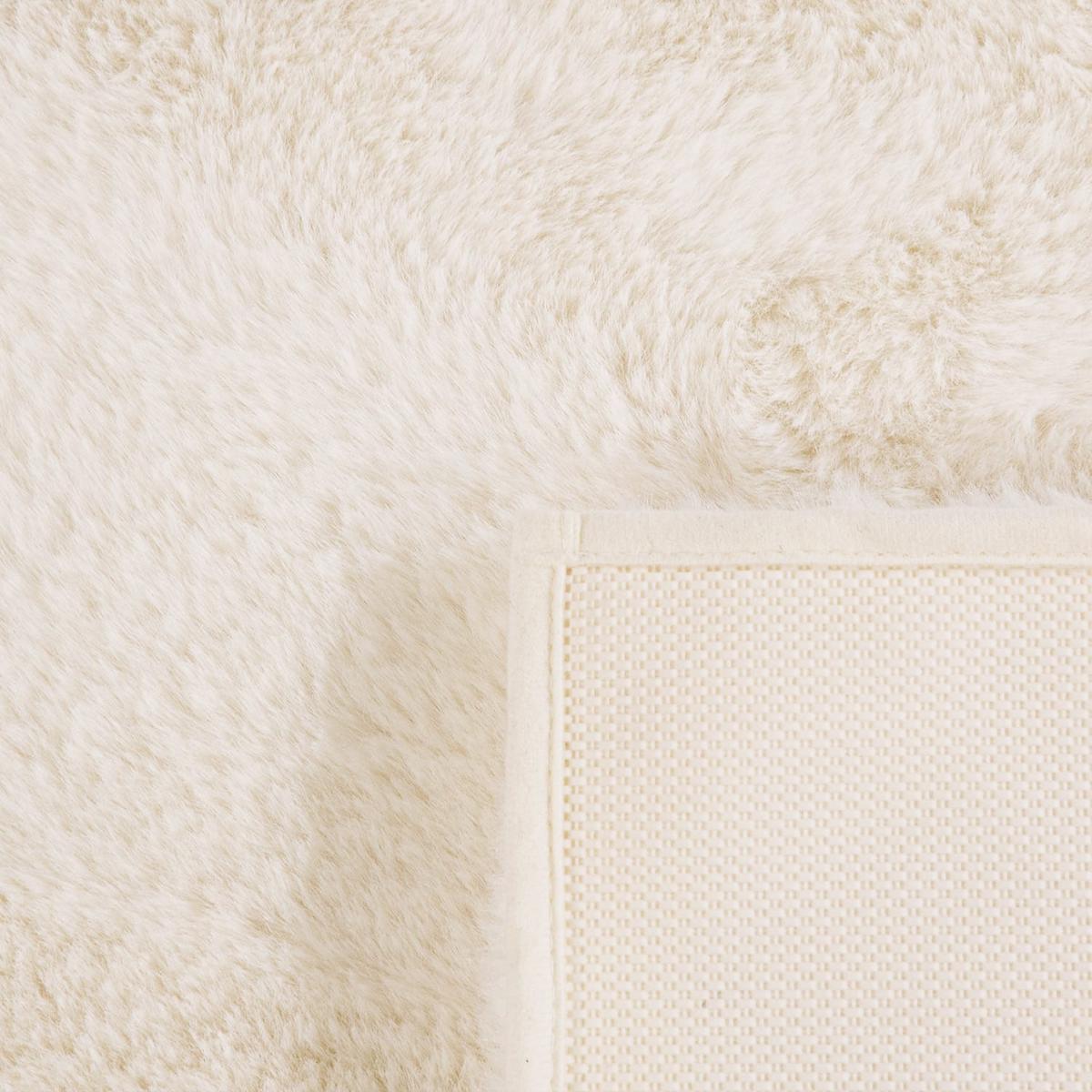 HOCHFLORTEPPICH Waschbar handgewebt, einfarbig, Creme, 50 x 80 cm - Creme, Textil (80/50cm) - KADIMA DESIGN