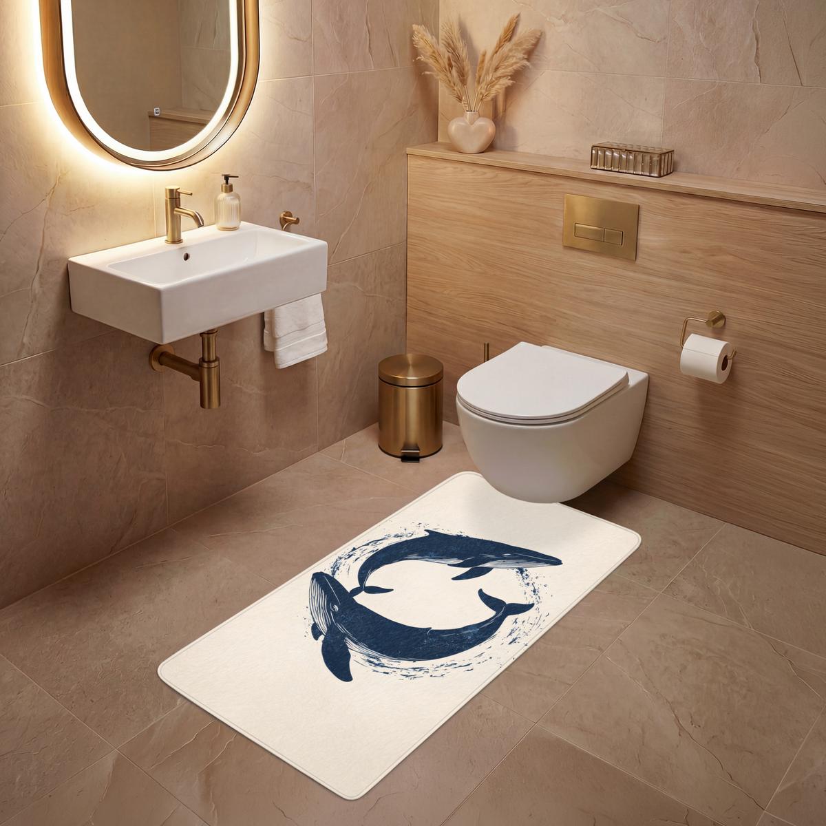 WC-VORLEGER Wale - Spritzer - Kreis - Dunkelblau Toilettenvorleger 60x120 cm - Dunkelblau, Textil (60/1cm) - OnlyWow