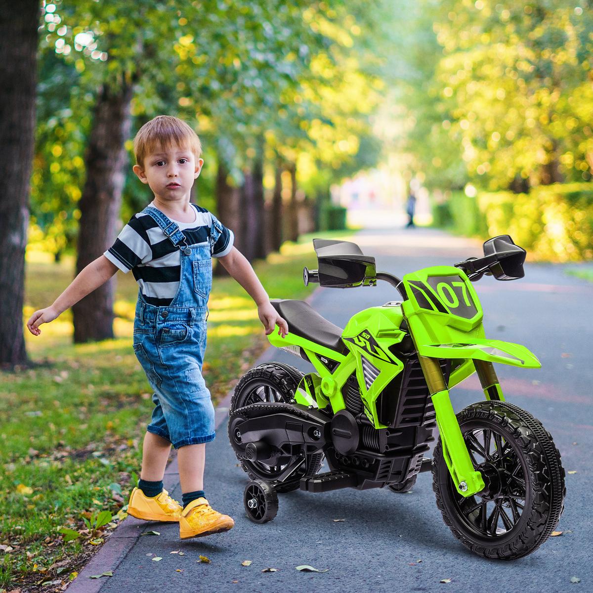 KINDER Elektro-Motorrad 12V Kindermotorrad 3 km/h 3-8 Jahre Kinder Grün - Grün, Kunststoff (105/57/62cm) - AIYAPLAY