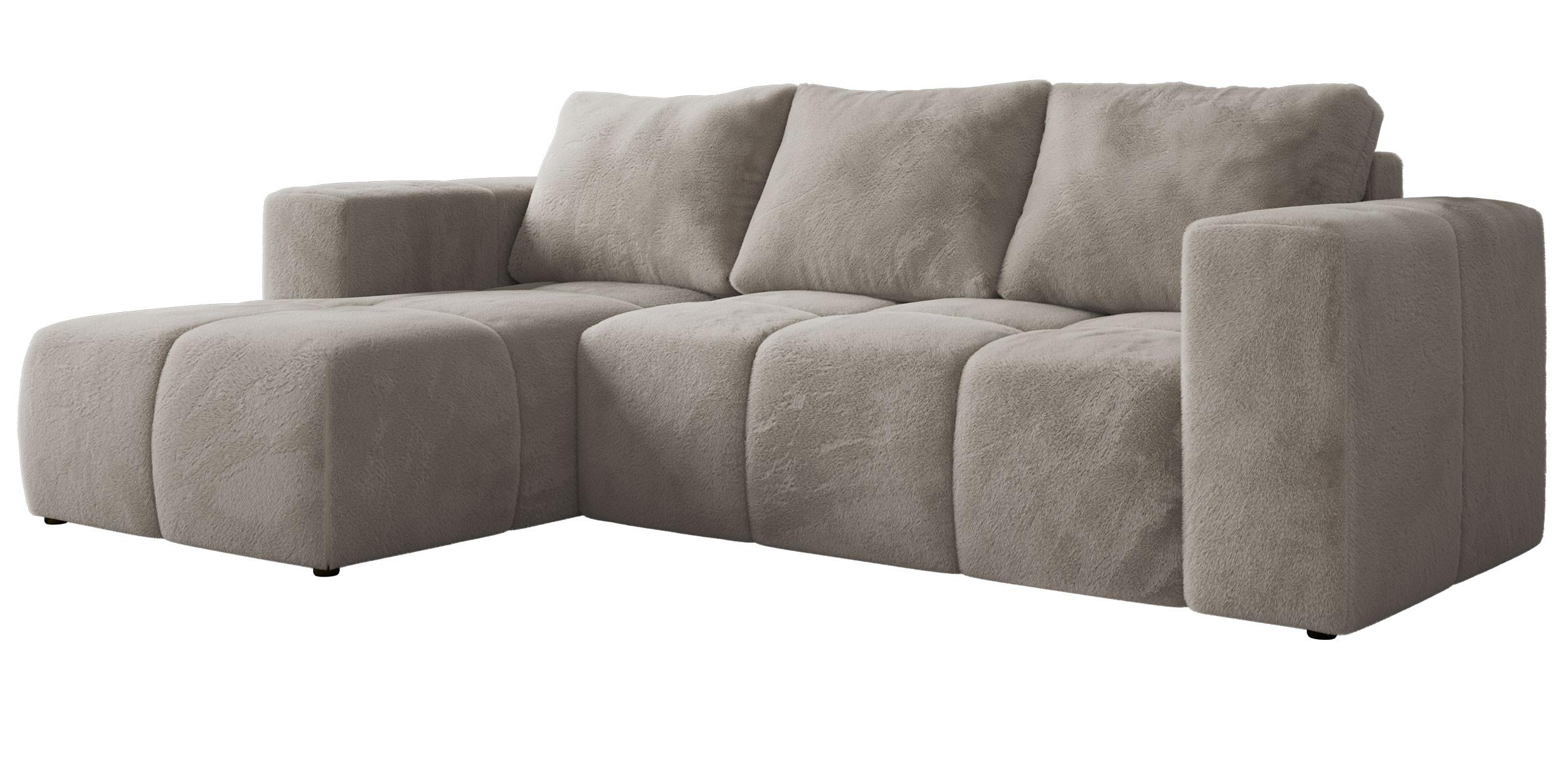 ECKSOFA MONIVA Hellgrau Plüsch - Links - Hellgrau/Schwarz, Kunststoff/Textil (164/266cm) - MKS