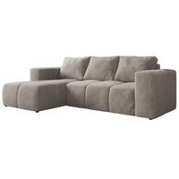 ECKSOFA MONIVA Hellgrau Plüsch - Links - Hellgrau/Schwarz, Kunststoff/Textil (164/266cm) - MKS