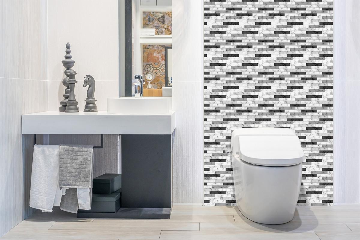 WANDPANEEL 100 x 50 cm Marmorfliesen - Schwarz/Weiß, Textil (100/1.6/50cm) - TULUP
