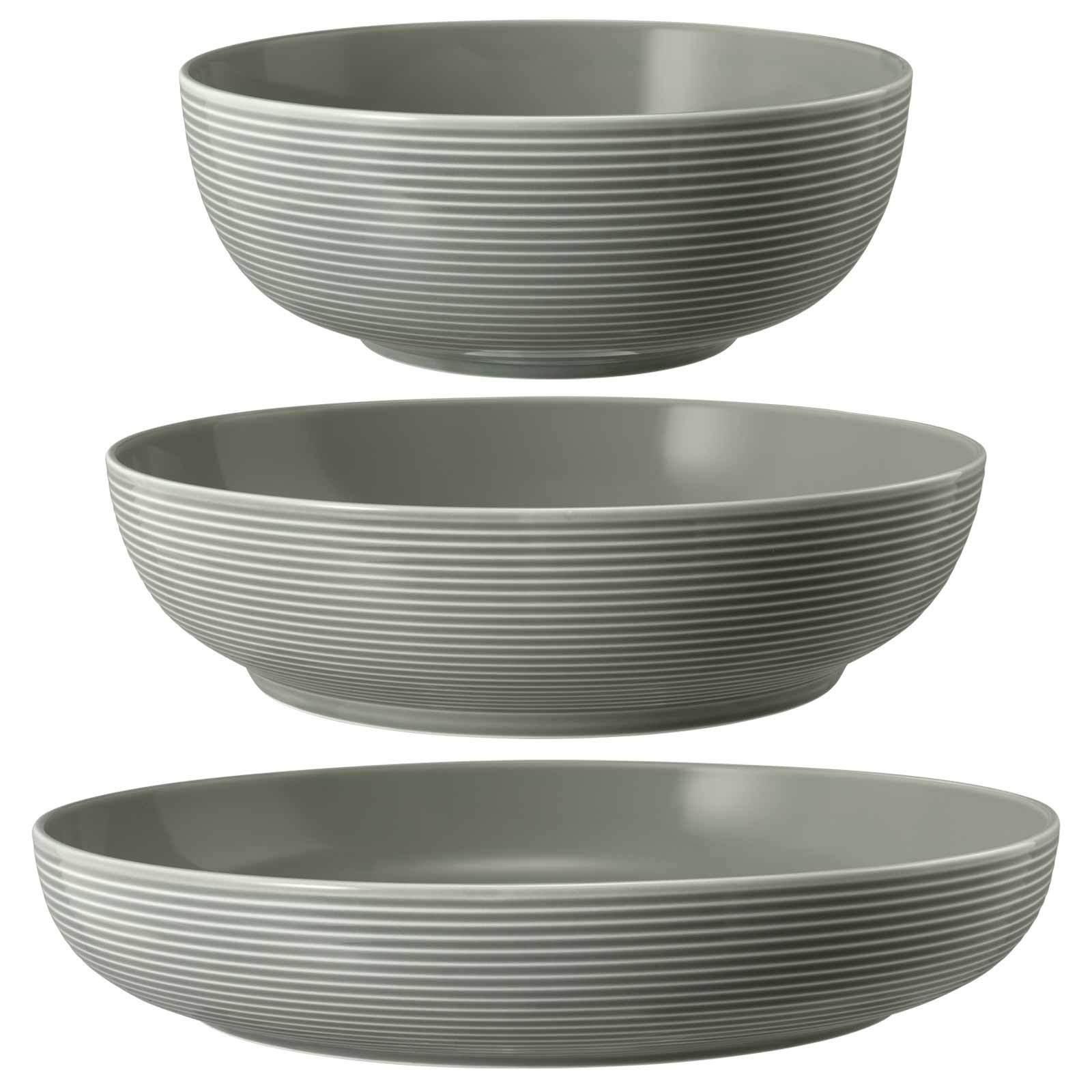 FOODBOWL Beat Color Glaze Perlgrau 20/25/28 cm 3-tlg. - Grau, Keramik (1cm) - Seltmann Weiden