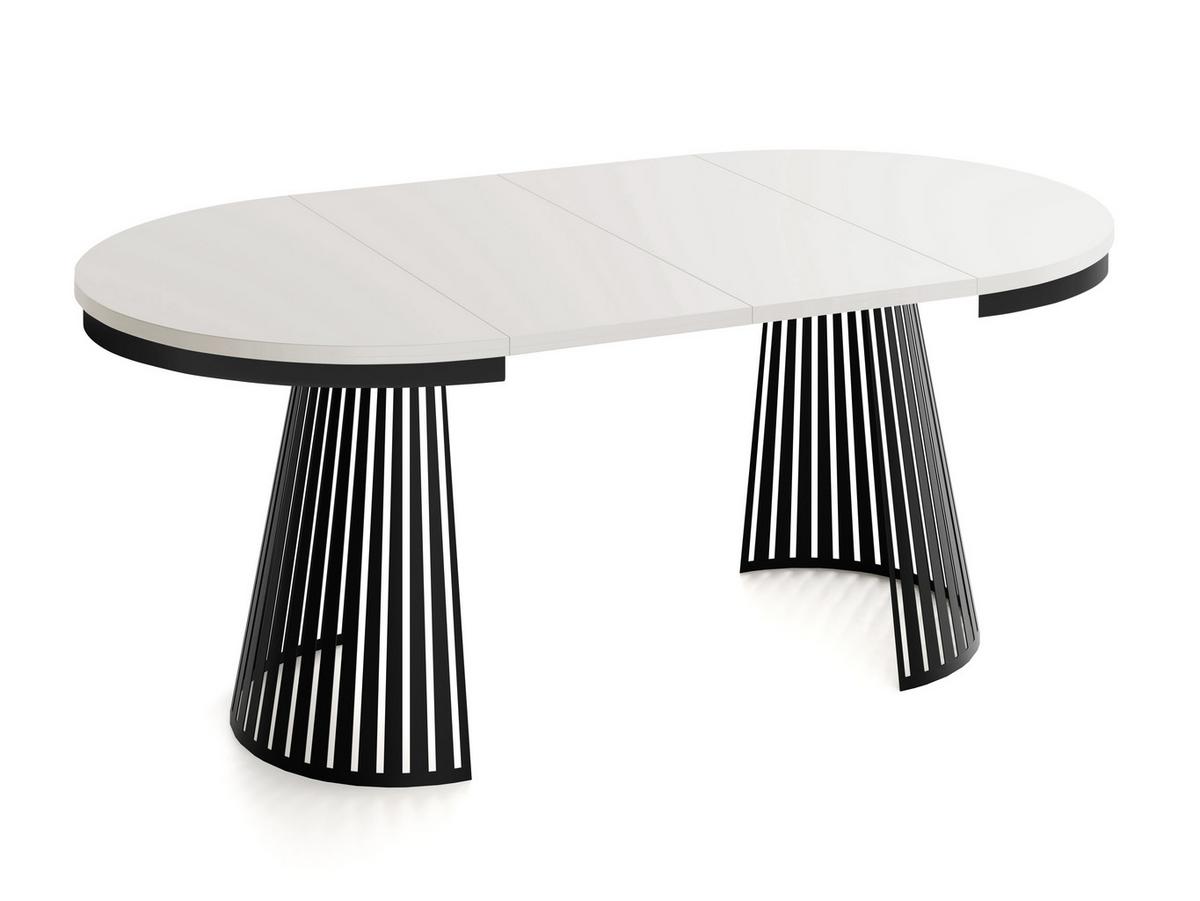 ESSTISCH Naro rund ausziehbar mit Schwarzem Lamellen-Metallgestell, Beige Cashmere 120-200/120/76 cm - Kaschmir/Beige, Holzwerkstoff/Metall (120/196/76cm) - WFL GROUP