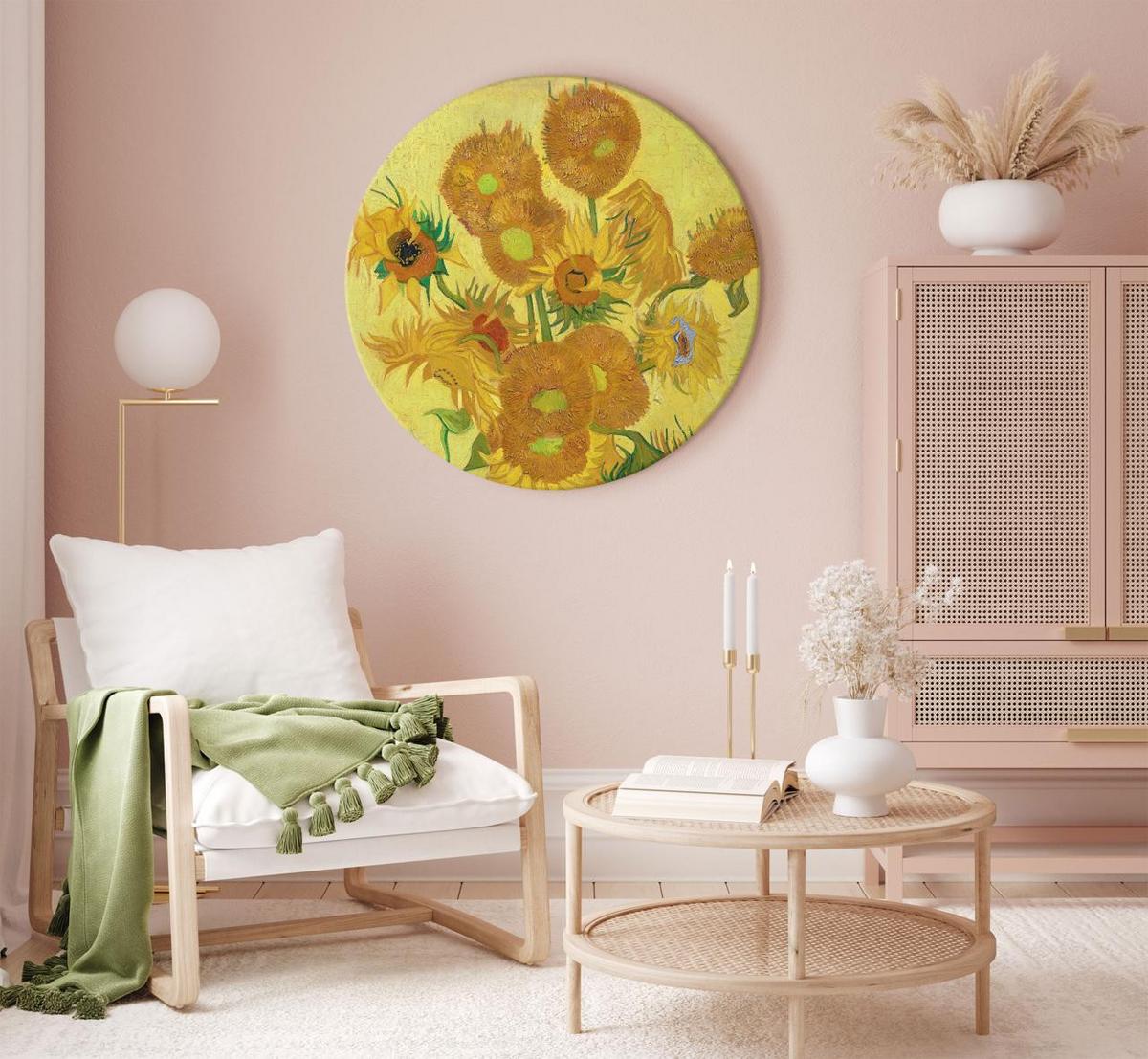 RUNDES BILD Gelb 60/60 cm - Gelb, Textil (60/60cm) - KUNSTLOFT