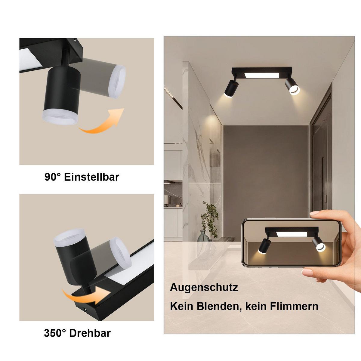 DECKENSTRAHLER Bielefeld 2-flammig 34/8/16.9 cm - Schwarz, Metall (34/8/16.9cm) - Nettlife
