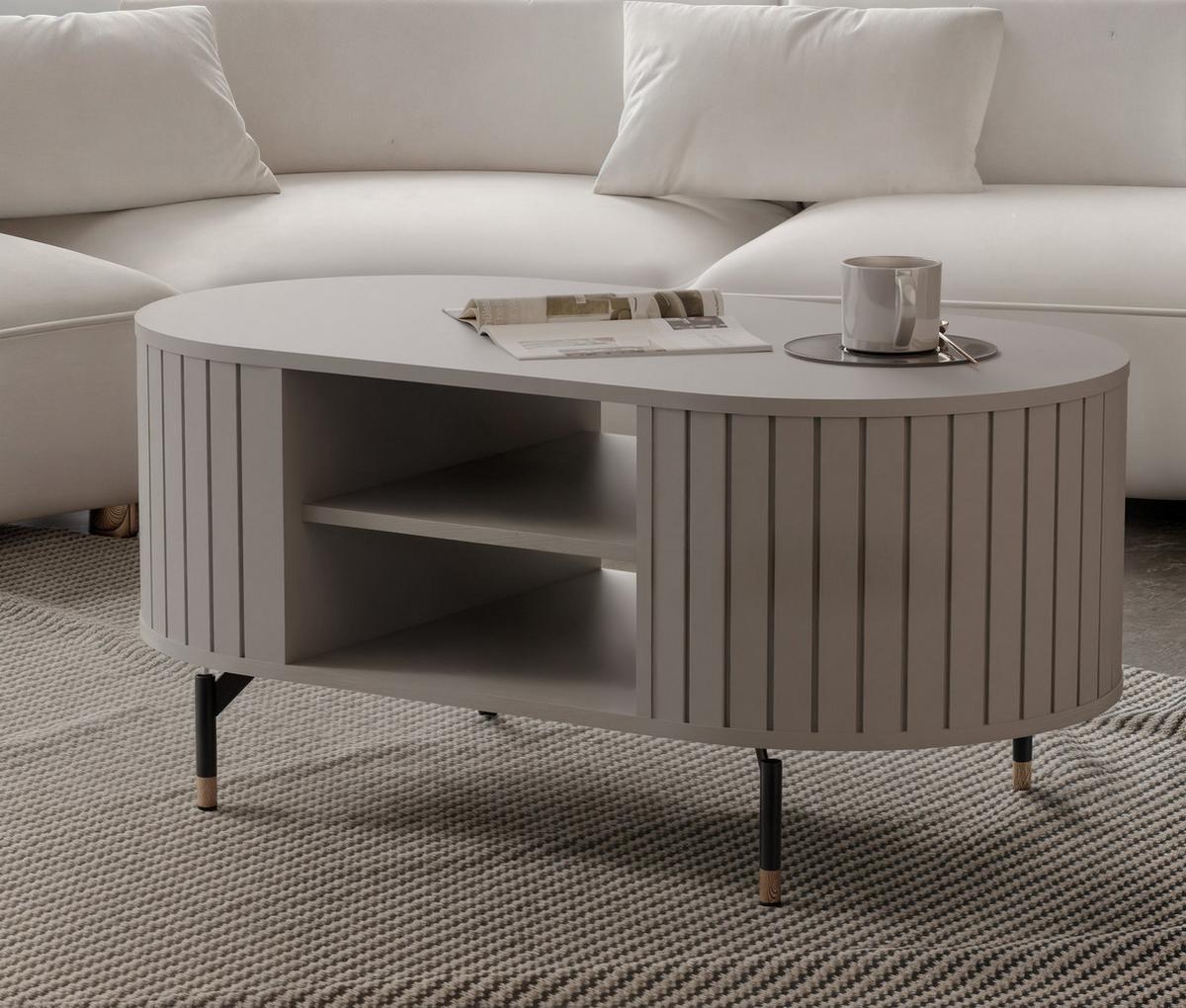 COUCHTISCH geriffelt, mit Ablage, Kaschmir - Kaschmir, Holzwerkstoff (47/104/56cm) - Idohome