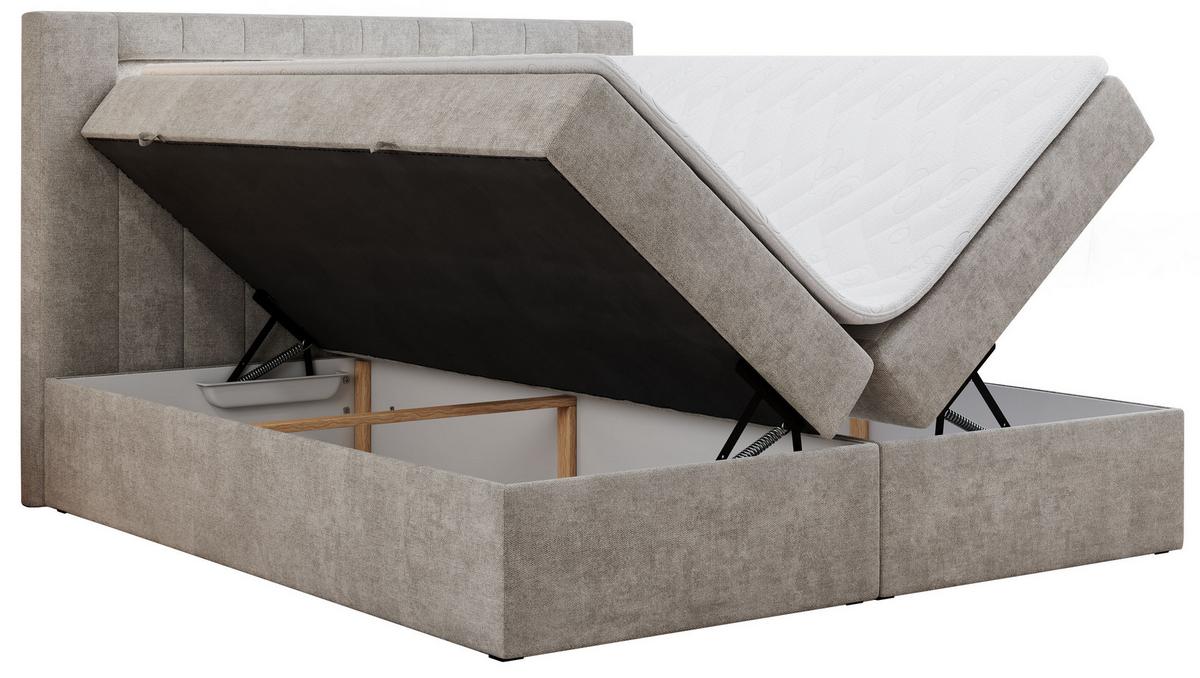 BOXBETT GOLD-5 LED 180/200 Beige Struktur - H4 - Beige, Holz/Textil (180/200cm) - MKS
