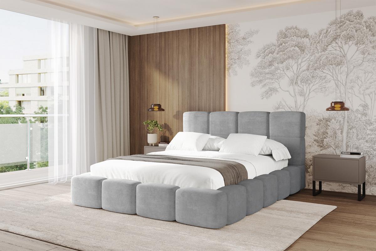 POLSTERBETT mit Bettkasten und Lattenrost, Bett mit Kopfteil, Boxbett ohne Matratze, Doppelbett mit Stauraum - NATA 120x200 Grau - Anthrazit, Holzwerkstoff/Textil (120/200cm) - ALTDECOR
