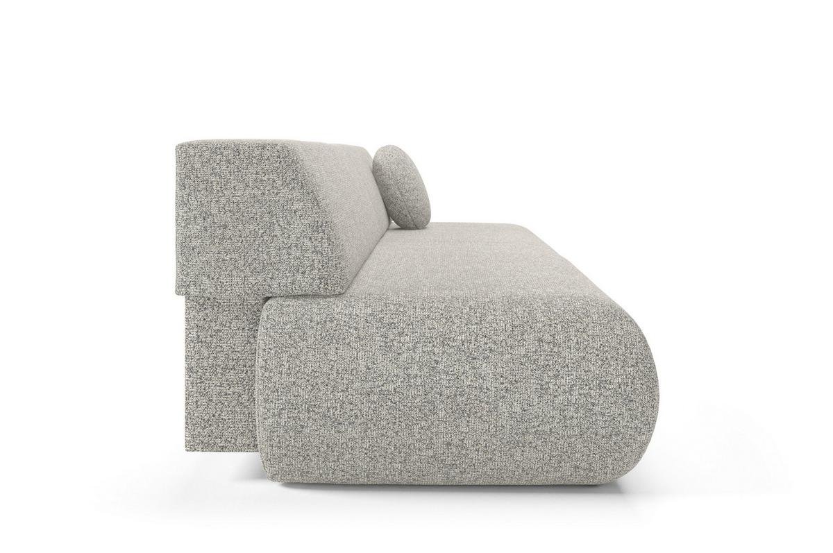 BETTSOFA DELTA Hellgrau Geflochtener Stoff mit Schlaffunktion - Hellgrau, Holz (214/74/100cm) - MASSENO