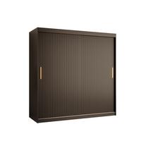 SCHWEBETÜRENSCHRANK 200/180/62 2-türig - Goldfarben/Schwarz, Holz/Kunststoff (180/200/62cm) - MÖBEL KRYSPOL