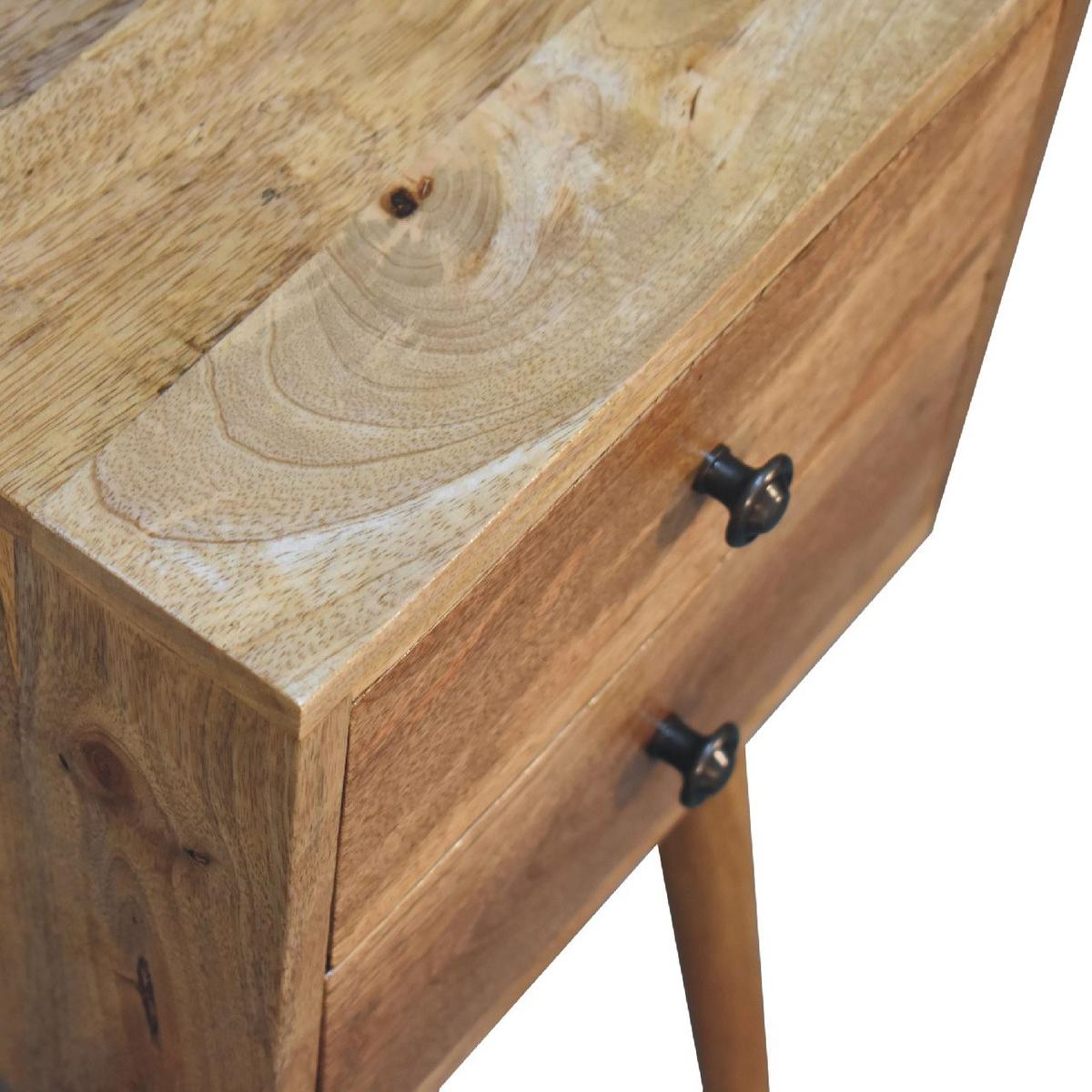 NACHTKASTEN Mini Eichenoptik, 2 Schubladen, Beige - Beige/Messingfarben, Holz/Metall (30/57/30cm) - Artisan Furniture