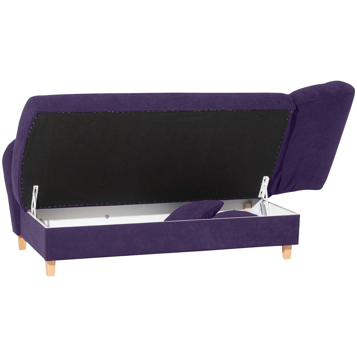 RECAMIERE mit Armteil rechts klappbar Katia Bezug Veloursstoff Buche natur / violett - Lila, Kunststoff (190/82/88cm) - 58aufmkessel