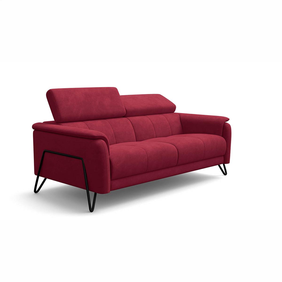 SOFA RODEN 3-Sitzer, rostrot, Veloursstoff - Rot, Holz/Textil (194/82/103cm) - Wozimo