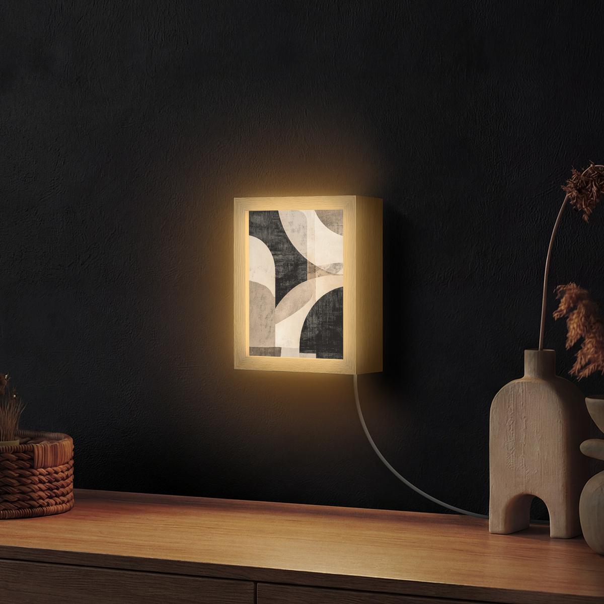 WANDLEUCHTE Abstrakt - Formen - Modern - Beige 15x20 cm - Grau, Holzwerkstoff (15/20/8cm) - OnlyWow