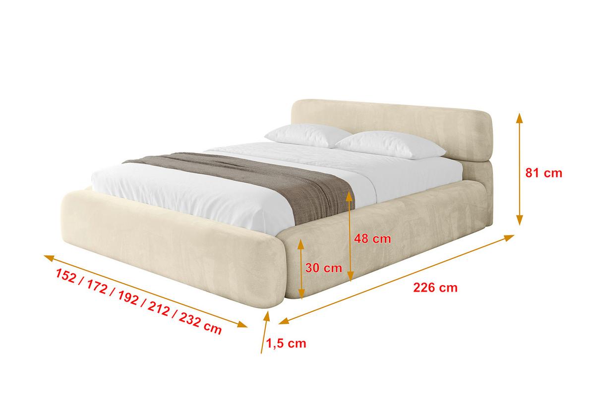 POLSTERBETT mit Bettkasten und Lattenrost, Bett mit Matratze H3/H4 - ENORA-V1 180x200 Beige - Ecru, Holzwerkstoff/Textil (180/200cm) - ALTDECOR