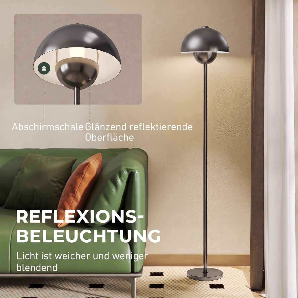 STEHLAMPE Metall Zement Grau - Grau, Metall (30/30/155cm) - HOMCOM