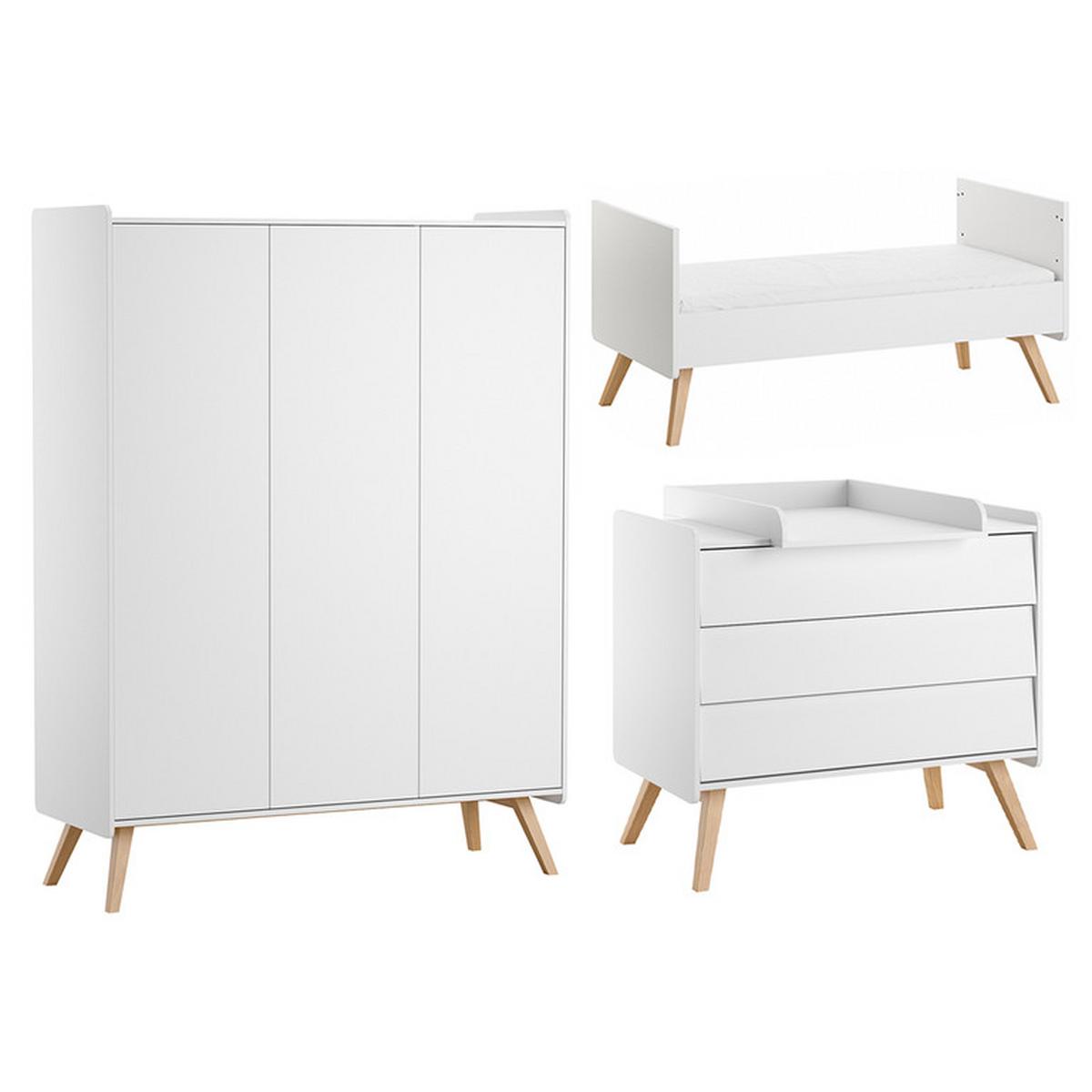 BABYZIMMER 3-teilig Vintage Weiß - Weiß, Holzwerkstoff (145/103/75cm) - Petits-meubles