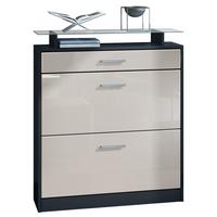 SCHUHSCHRANK Loret Front in Sandgrau Hochglanz - Sandfarben, Holzwerkstoff (89/104/23cm) - Vladon