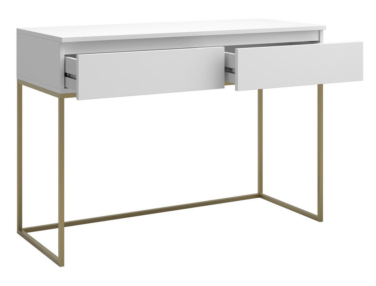 SCHMINKTISCH Bemmi Weiß mit goldenen Metallbeinen - Goldfarben/Weiß, Holzwerkstoff/Metall (120/80/50cm) - Selsey