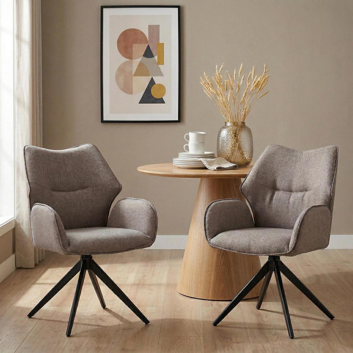 ESSZIMMERSTÜHLE TIMNA 2er-Set taupe - Taupe, Textil (56/88/59cm) - IDIMEX