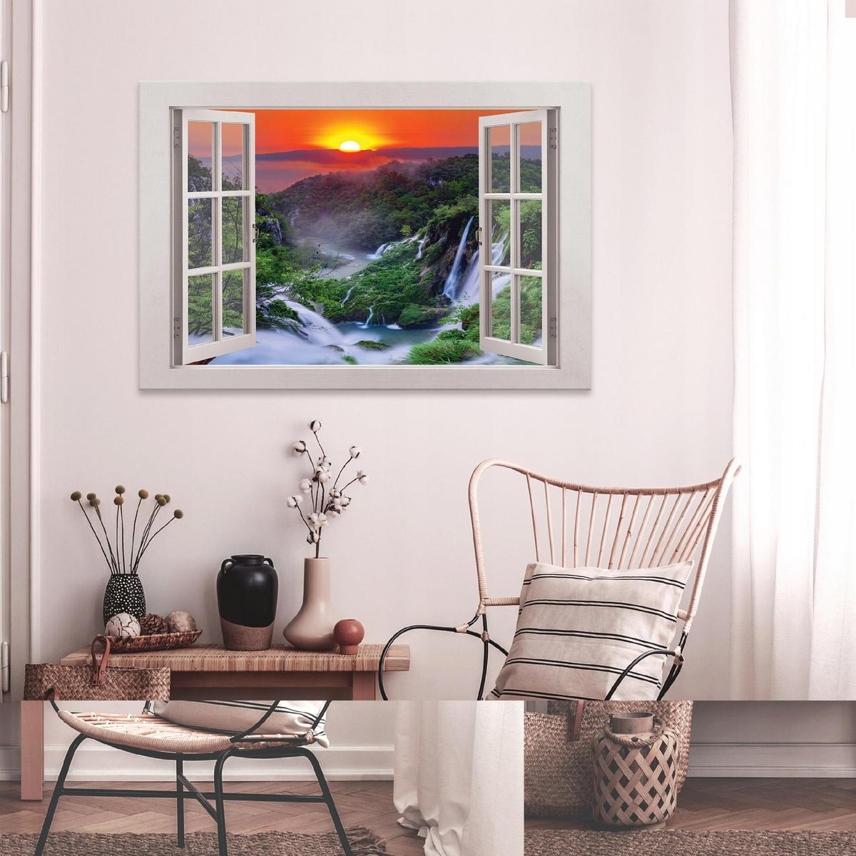 BILDER auf Leinwand Wasserfall Natur Modern 80x60 - Multicolor, Holzwerkstoff (80/60cm) - Wallarena