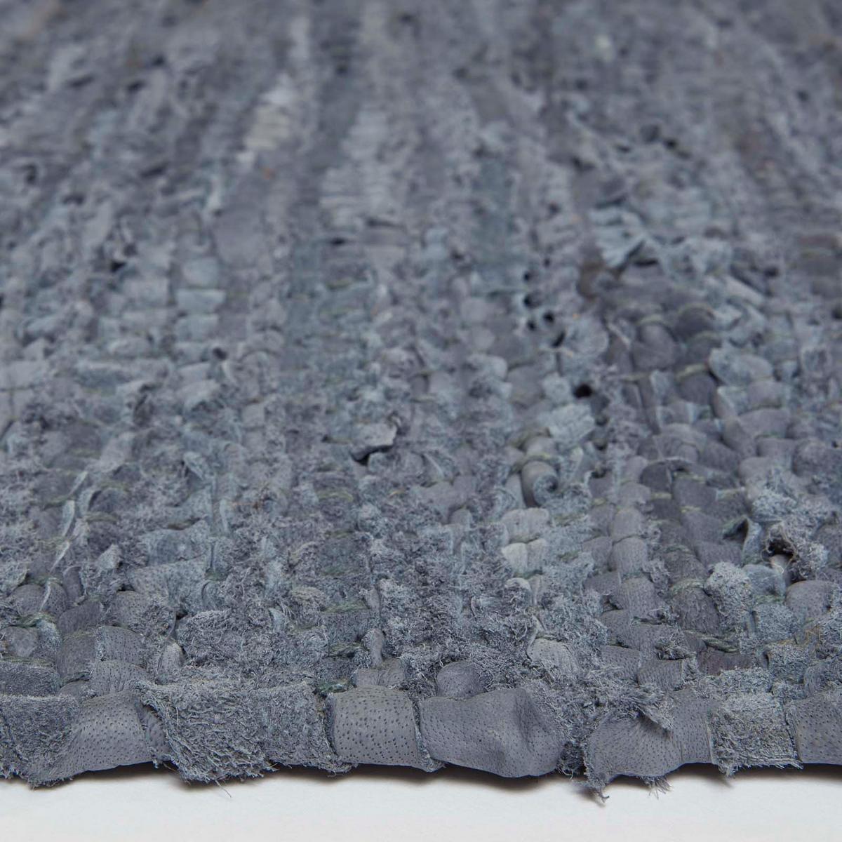 FLICKENTEPPICH-LÄUFER aus Recycling-Leder 66/200 cm - Grau, Leder (66/200cm) - Homescapes