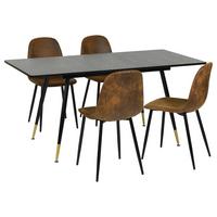 ESSTISCH SET mit ausziehbarem Tisch und 4 bequemen Stühlen - Braun, Holzwerkstoff/Metall (80/75/160cm) - Urban Meuble