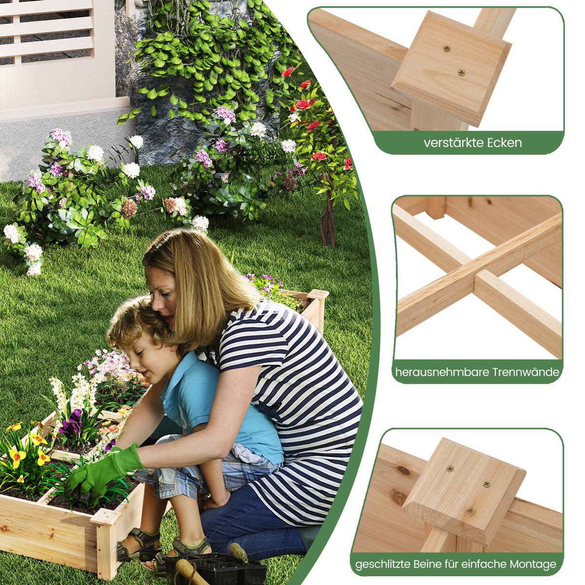 HOCHBEET Natur - Naturfarben, Holz (228/25/62cm) - COSTWAY