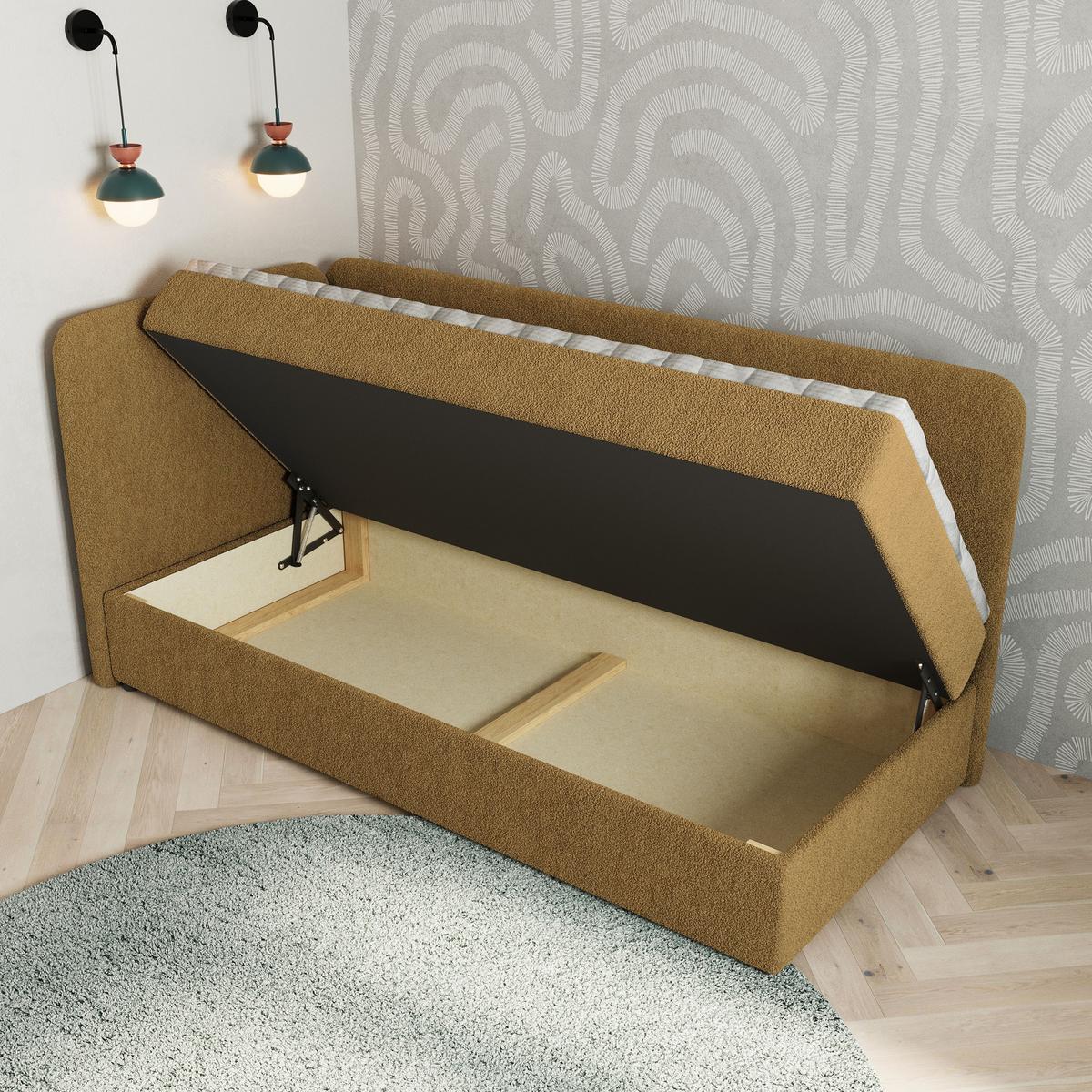 BOXBETT GINA 80x200 cm mit Matratze und Topper, H2+H3 - Orange - Orange, Holz (80/200cm) - MASSENO
