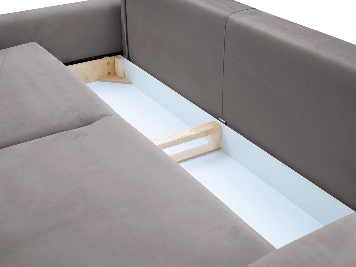BETTSOFA FILO Grau Velours-Stoff mit Schlaffunktion - Grau, Holz (244/92/102cm) - MASSENO