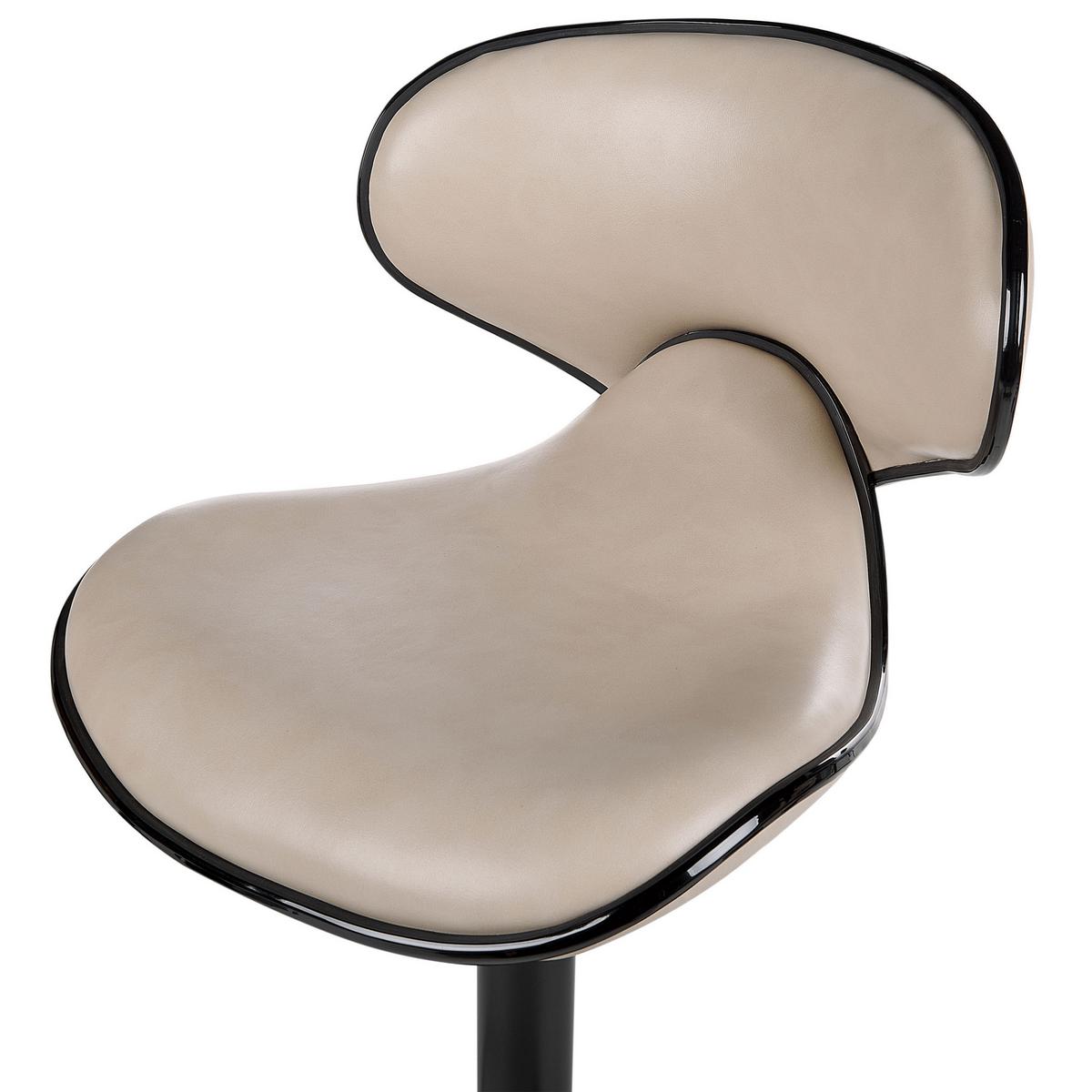 BARHOCKER 2er-Set Kunstleder hellbeige/schwarz höhenverstellbar Conway - Beige/Schwarz, Kunststoff (46/87/50cm) - Beliani