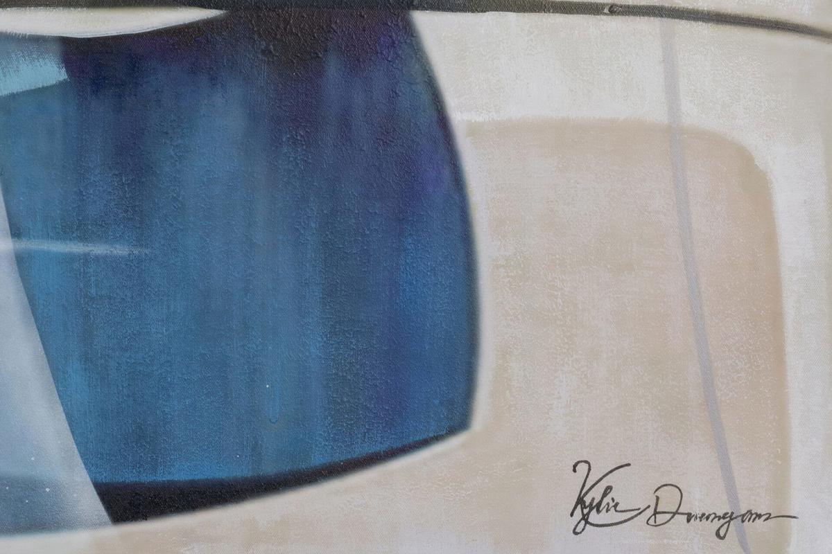 ACRYLBILD HANDGEMALT 75/100 cm - Blau/Grau, Holz/Textil (75/100cm) - KUNSTLOFT