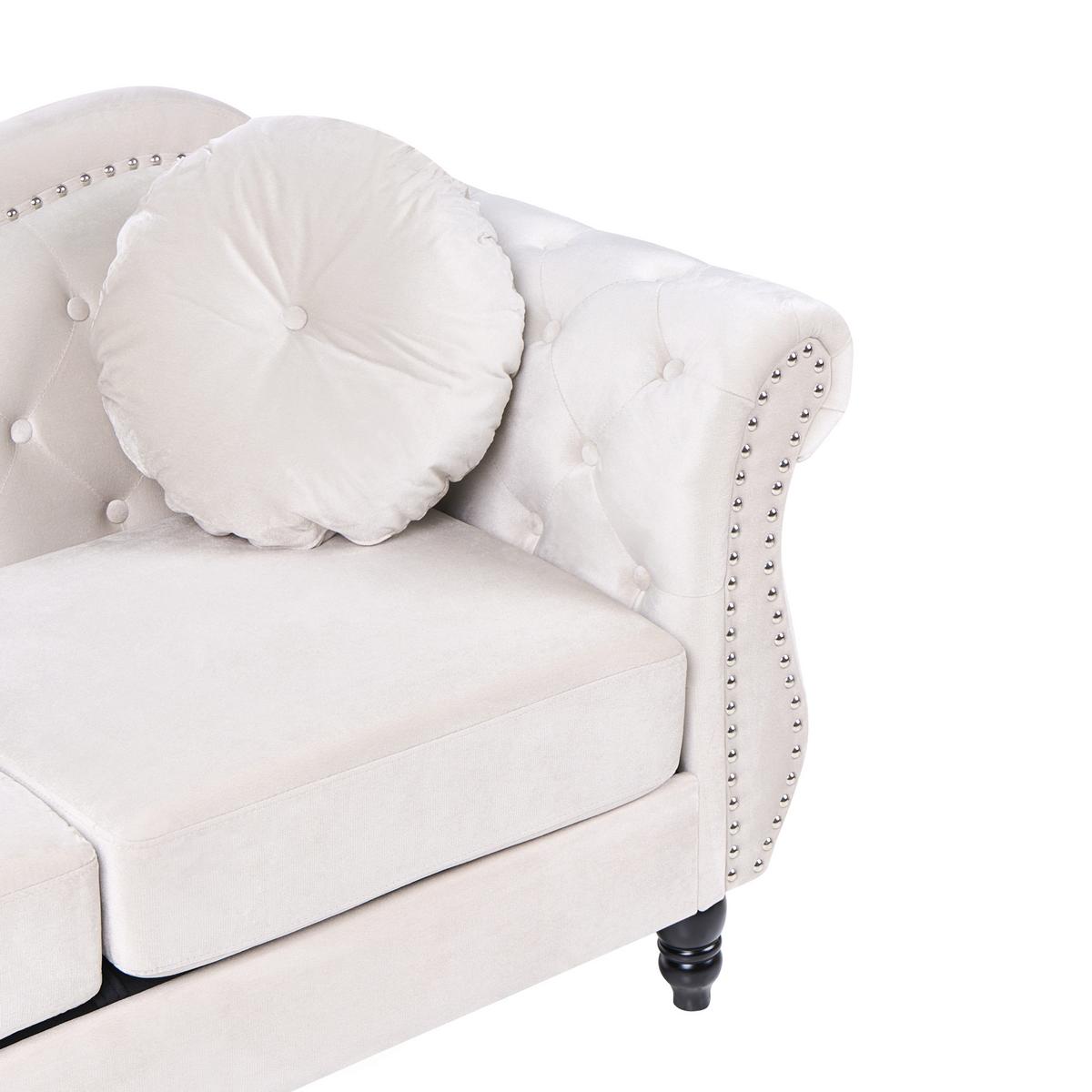 3-SITZER-SOFA Samtstoff Hellbeige Skien - Beige/Schwarz, Textil (204/86/78cm) - Beliani