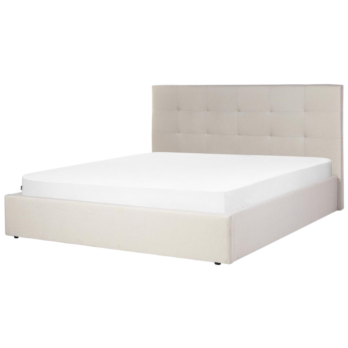BETT mit Stauraum 180/200 cm Stoff Beige Lorient - Beige, Textil (180/200cm) - Beliani