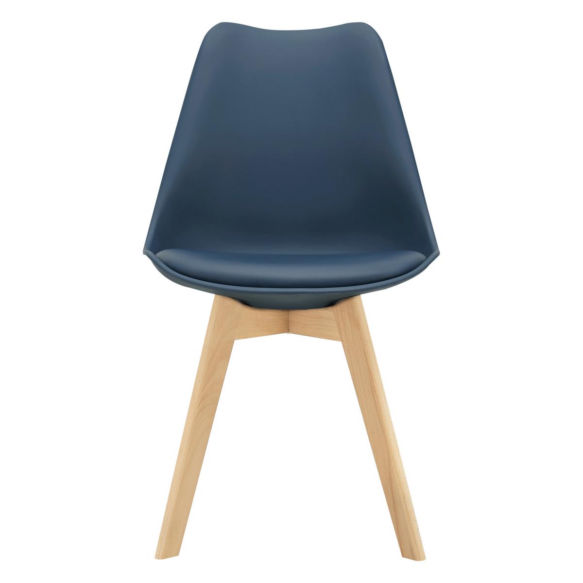 ESSZIMMERSTUHL-SET 2 TLG. Fläten - Blau, Leder (49/81/57cm) - [en.casa]