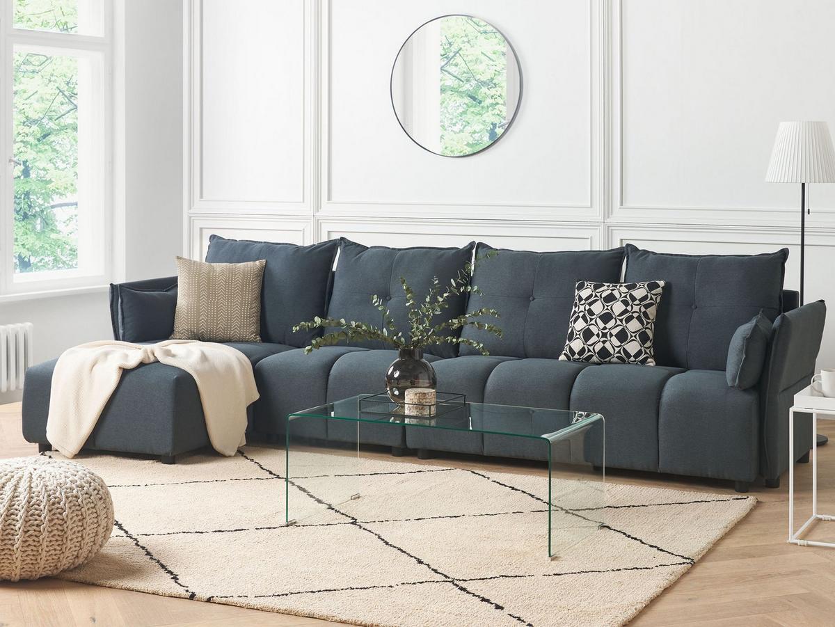 4-SITZER-ECKSOFA Polyester Grau linksseitig Tomra - Graphitfarben, Textil (325/136cm) - Beliani