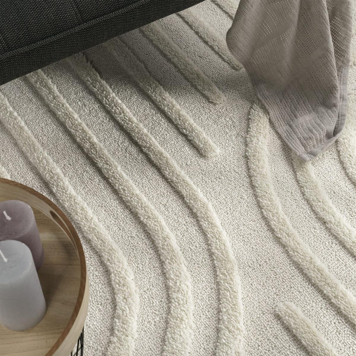 HOCHFLORTEPPICH, mit 3D-Struktur, aus Polypropylen, Florhöhe 30 mm, Creme, 120 x 160 cm - Beige, Textil (160/120cm) - KADIMA DESIGN