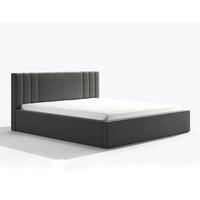 POLSTERBETT Flino 180/200 cm in Grau – mit Bettkasten und viel Komfort - Schwarz/Grau, Holz/Holzwerkstoff (180/200cm) - AX Living