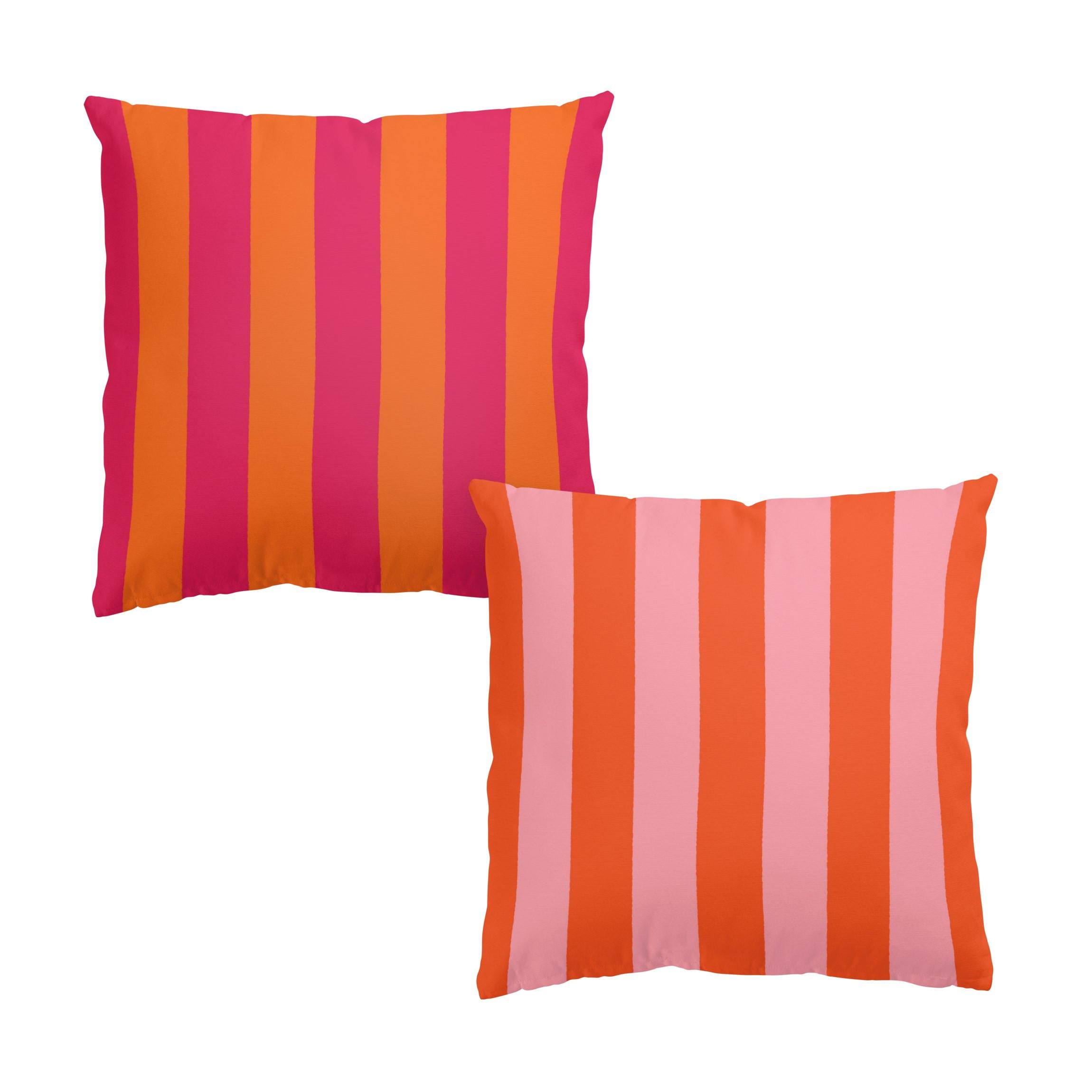 DEKOKISSEN 2er-Set PopArt Sommer Streifen Duo III 50/50 cm - Orange, Textil (50/50cm) - Bilderwelten