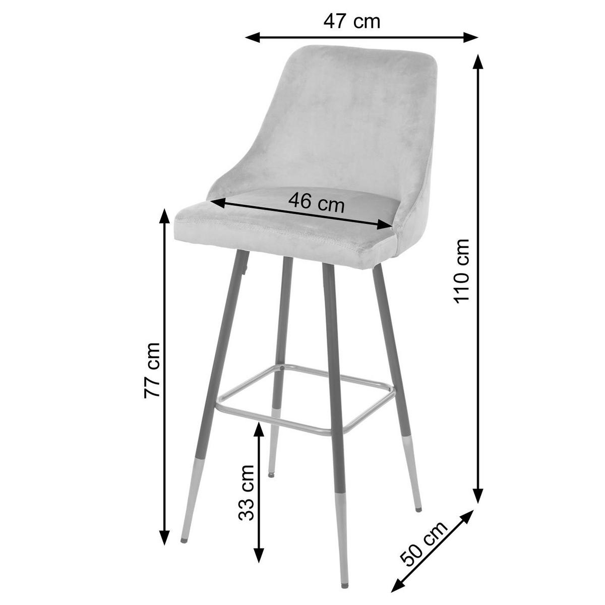 BARHOCKER Grau 2er-Set - Grau, Textil (47/110/50cm) - MCW