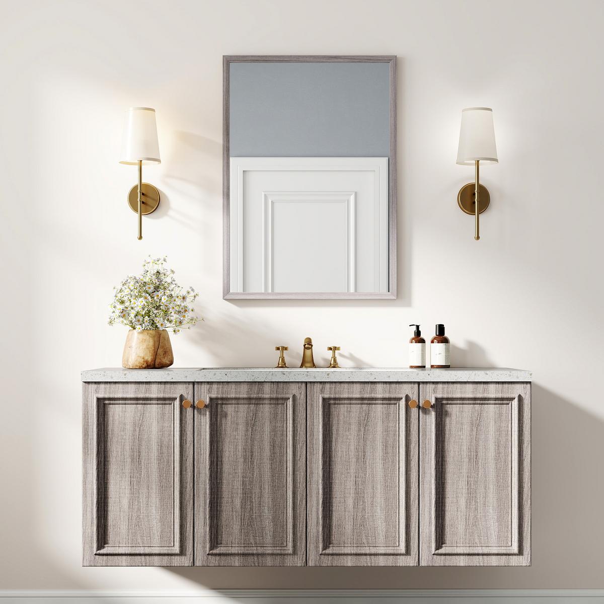 WANDSPIEGEL MDF Glas Grau - Grau, Glas/Holzwerkstoff (2/70/50cm) - HOMCOM