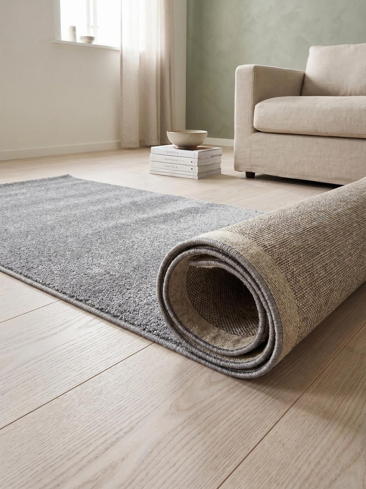 TEPPICH Kurzflor MAIN in Hellgrau, einfarbig, 60 x 100 cm - Grau, Textil (100/60cm) - KADIMA DESIGN