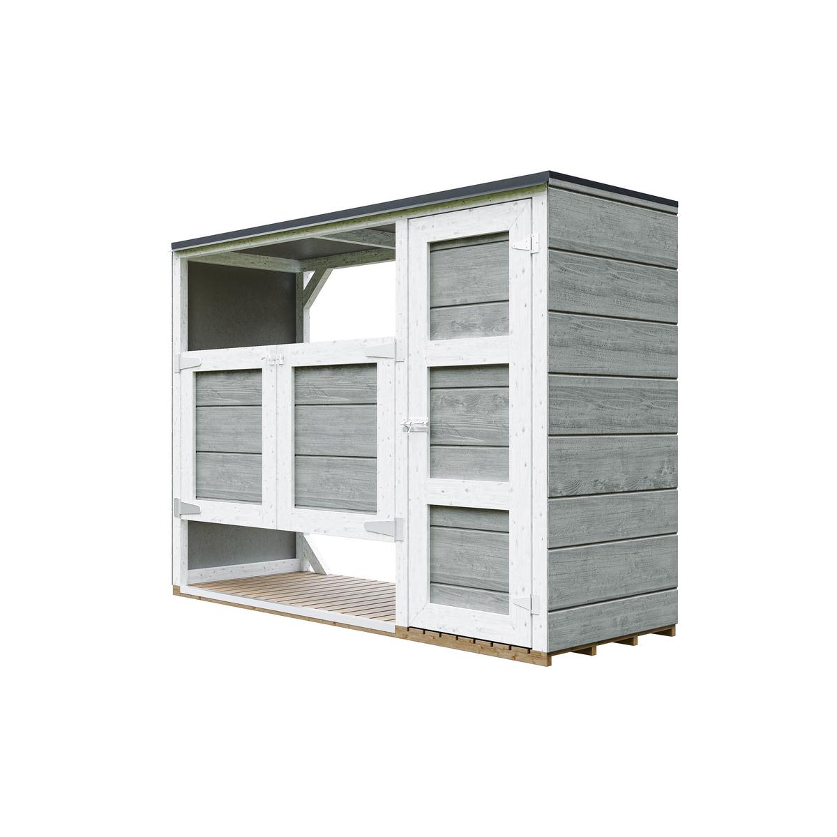 MÜLLTONNENBOX 2er 240L, M981A-TUNDRA GREY, aus wetterfestem LP Smartside Holz - Grau, Holz (217/159/75cm) - Timbela