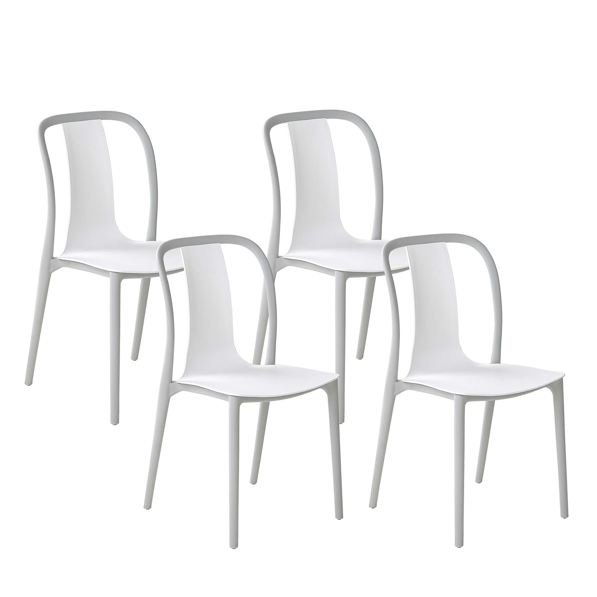 GARTENSTUHL 4er-Set Kunststoff weiß/grau Spezia - Weiß/Grau, Kunststoff (42/89/49cm) - Beliani