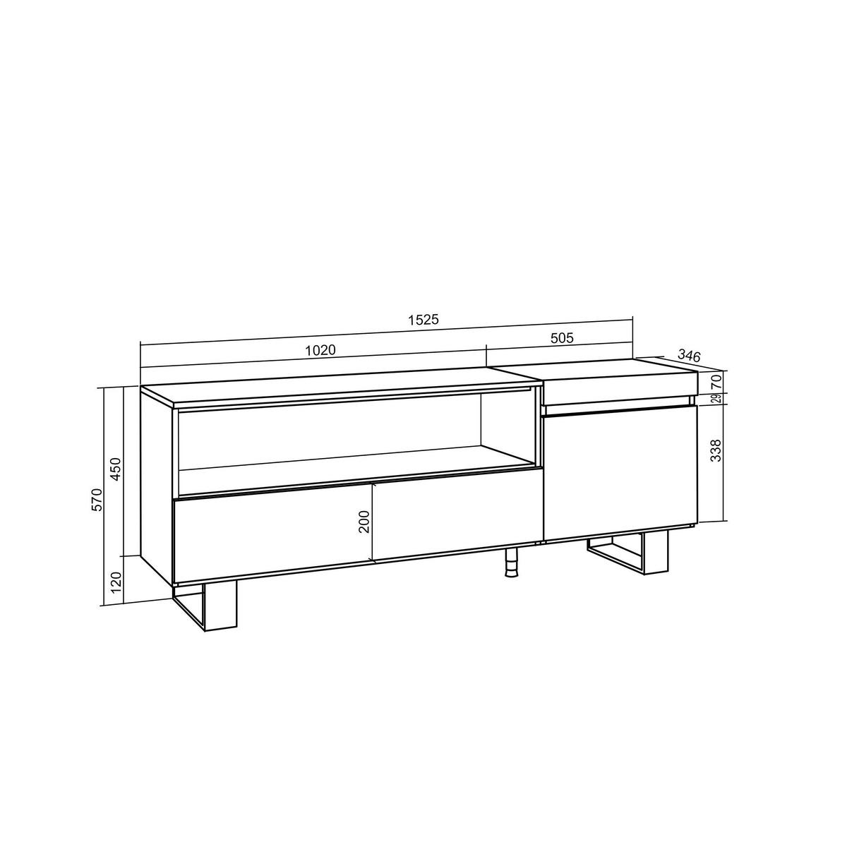 LOWBOARD, Weiß, Schwarz, 150/35/57cm - Schwarz/Weiß, Holzwerkstoff (150/57/35cm) - Skraut Home