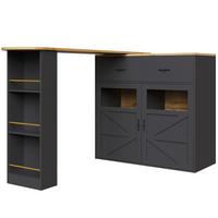 BARTISCH ausziehbarer mit Stauraum Schwarz - Schwarz, Holzwerkstoff (204/39/104cm) - Urban Meuble