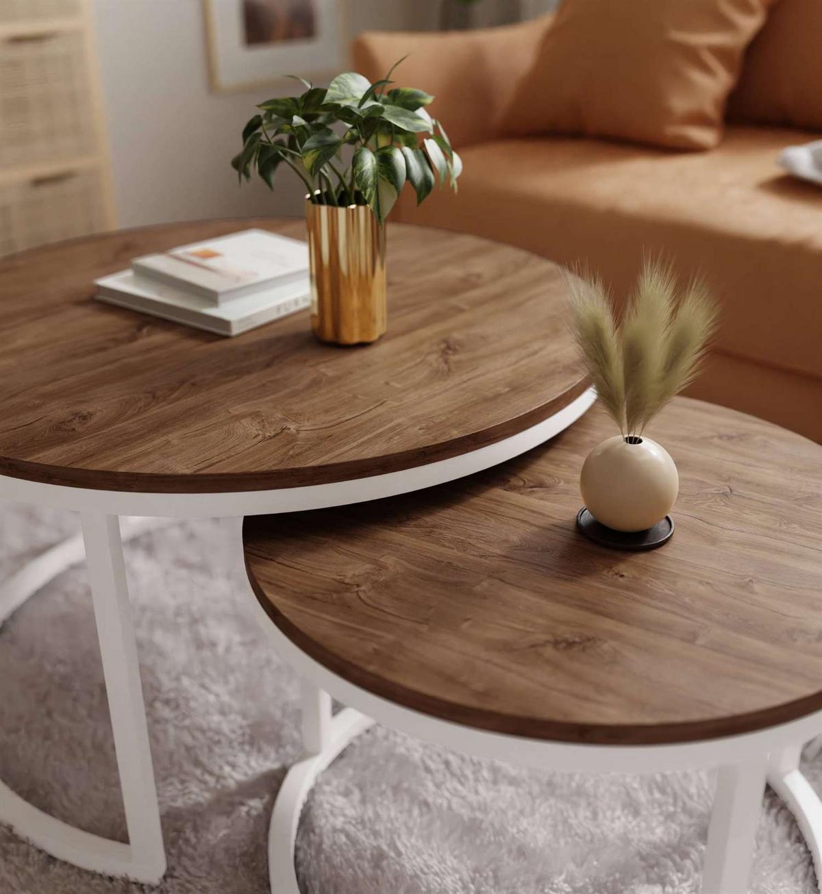 COUCHTISCH CIRI 2-in-1 Eichenholz Sterling otan - Weiß, Holzwerkstoff (70/70/48cm) - Lookway