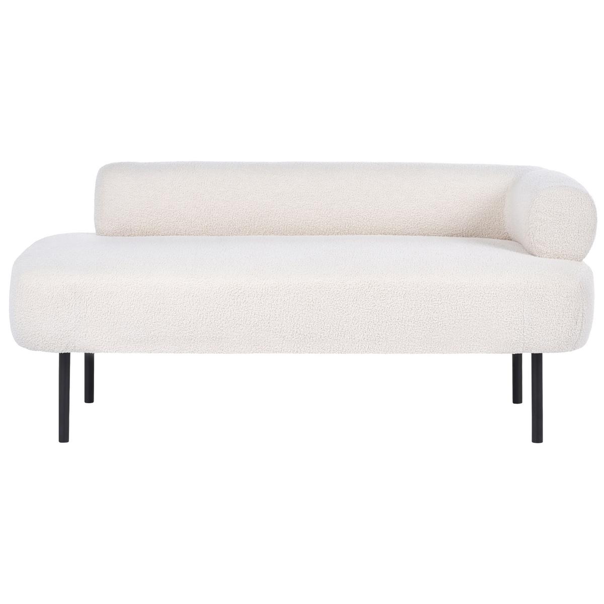 CHAISELONGUE-RECHTSSEITIGE Bouclé Cremeweiß Mirmande - Creme/Schwarz, Textil (153/65/70cm) - Beliani