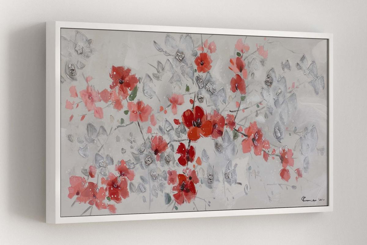 ACRYLBILD HANDGEMALT 120/60 cm - Rot, Holz/Textil (120/60cm) - KUNSTLOFT